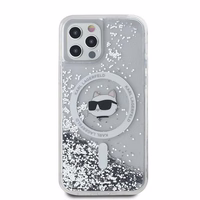 Karl Lagerfeld Šķidrie Spīdumi Choupette galvas MagSafe apvalks iPhone 12 / 12 Pro - caurspīdīgs