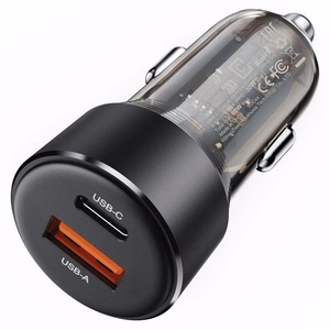 Acefast B12 automašīnas lādētājs 60W USB-A / USB-C - melns
