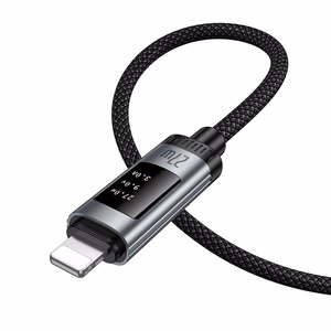 Data Cable with digital display USB C to Lightning Hoco PD 27W 1,2 m U148 black
