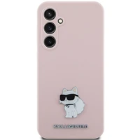 Karl Lagerfeld silikona Choupette Metal Pin viedtālruņa apvalks Samsung Galaxy S23 FE - rozā