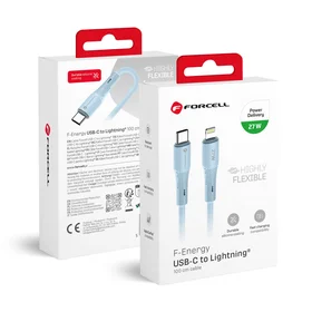 FORCELL F-ENERGY C346 kabelis Type C uz Lightning PD 3A 27W Silicone 1 m zils