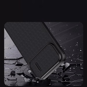 Nillkin Textured S vāciņš iPhone 14 Pro Max apvalks ar kameras vāciņu melns