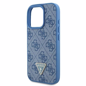 Guess Ādas Metāla Logotipa Strass Pārnēsājamais viedtālruņa apvalks iPhone 16 Pro Max - zila
