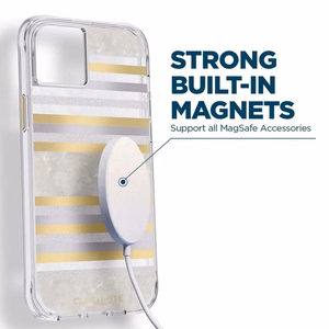 Case-Mate Pearl Stripes MagSafe vāciņš ierīcei iPhone 14 Plus, rotāts ar perlamutru