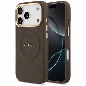 Guess Peony Hot Stamp MagSafe viedtālruņa apvalks iPhone 17 Pro - brūns