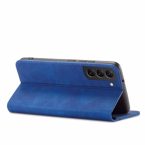 Magnet Fancy viedtālruņa apvalks Samsung Galaxy S22+ (S22 Plus) ar maku un karšu turētāju, zils
