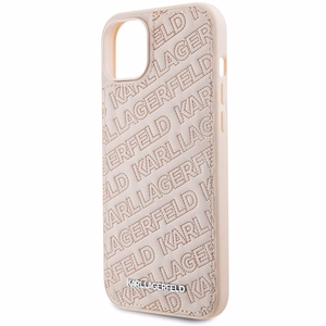 Karl Lagerfeld Kviltēts K Pattern apvalks viedtālrunim iPhone 15 Plus / 14 Plus - rozā