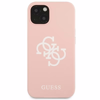Guess GUHCP13SLS4GWPI iPhone 13 mini 5.4 silikona 4G logotipu kietais apvalks - rozā