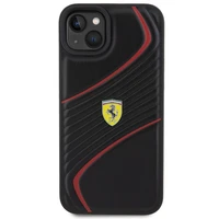 Ferrari dygsnots metāla logotipa apvalks iPhone 15 Plus – melns
