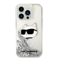 Karl Lagerfeld KLHCP14LLNHCCS iPhone 14 Pro 6.1" cietais viedtālruņa apvalks sudrabains/sudrabains Mirdzošs Choupette Head