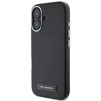 Karl Lagerfeld FW Metal Plate Magnētiskais iPhone 16 Plus viedtālruņa apvalks - melns