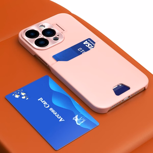 Ādas viedtālruņa apvalks ar statīvu iPhone 14 Pro, kartīšu maciņa tipa, rozā