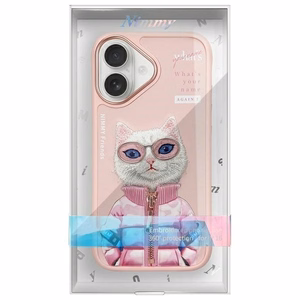 Nimmy Cool&Cute 2.0 Kaķa viedtālruņa apvalks iPhone 16 - rozā
