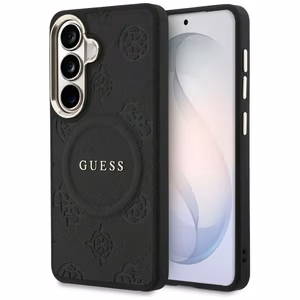 Guess Saffiano Peony Embossed Ring MagSafe maciņš Samsung Galaxy S26+ melns