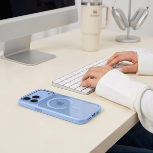 Tech-Protect Magmat MagSafe CC vāciņš modelim iPhone 17 Pro / 18 Pro – caurspīdīgi gaiši zils