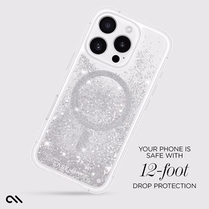 Case-Mate Waterfall MagSafe vāciņš ierīcei iPhone 16 Pro, sudraba krāsā