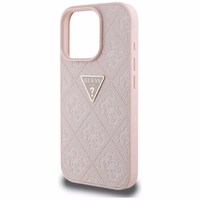 Guess Hot Stamp 4G Pattern Triangle Metal Logo iPhone 16 Pro viedtālruņa apvalks - rozā