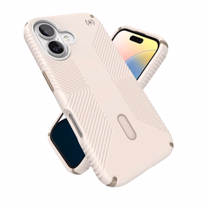 Speck Presidio2 Grip vāciņš ar MagSafe un ClickLock iPhone 16 tālrunim, Bleached Bone/Heirloom Gold