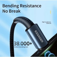 USB Kabelis Essager "Sunset" Melns "Type-C / Type-C" 200cm (līdz 100W)