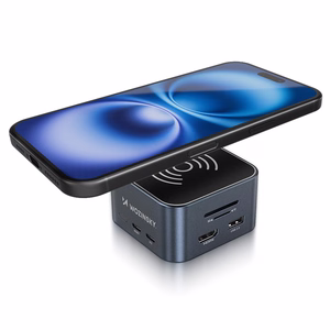 Hub USB-C 12 in 1 Wozinsky WHBC09Y8S daudzfunkcionāls, ar bezvadu uzlādes funkciju, alumīnijs, ar 15 cm kabeli - pelēks