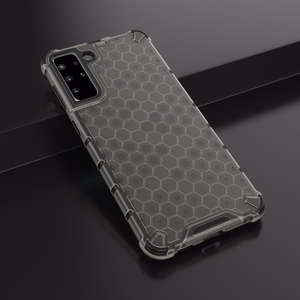 Šūnveida dizaina viedtālruņa apvalks bruņots pārsegs ar gēla rāmi Samsung Galaxy S22 + (S22 Plus) melns
