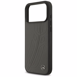 Mercedes Leather Large Laurel Leave MagSafe Чехол для iPhone 17 Pro Max - чёрный и серый