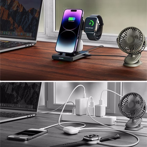 Joyroom JR-WQS02 iPhone AirPods Apple Watch 4in1 charging station foldable - black