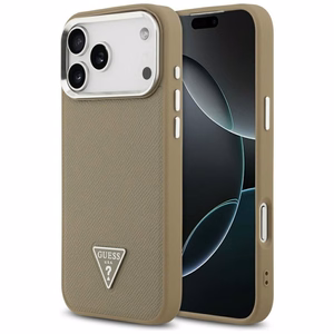 Guess Grained Triangle Logo Magnētiskais viedtālruņa apvalks iPhone 17 Pro Max brūns