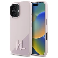 Karl Lagerfeld Silikona Ēna Metāla Sākotnējais Magnētiskais iPhone 16 Viedtālruņa apvalks - Rozā