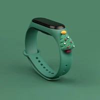 Siksna Xmas Xiaomi Mi Band 3 / 4 Ziemassvētku silikona siksna aproce ar Ziemassvētku eglīti - tumši zaļa