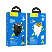 Lādētājs viedtālrunim Hoco USB A + USB C QC3.0 PD 3A 20W + kabelis USB C uz Lightning N52 balts