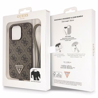 Guess GUHCP13LP4TDSCPW apvalks iPhone 13 Pro / 13 - brūns krustenisks 4G metāla logotips
