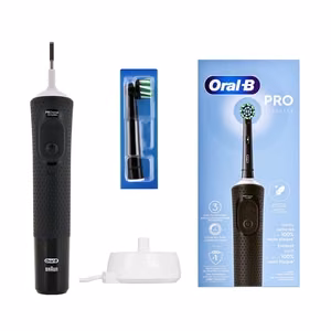 Oral-B Vitality Pro uzlādējama elektriskā zobu birste pieaugušajiem, 1 birstes uzgalis, 3 tīrīšanas režīmi, melna