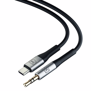 Audio kabelis 3mk USB-C uz 3,5 mm 1,0 m melns