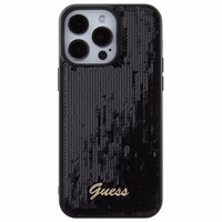 Guess Sequin Script Metal apvalks priekš iPhone 15 Pro Max - melns