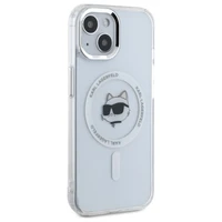 Karl Lagerfeld IML Metāla Choupette galva MagSafe apvalks iPhone 15 Plus - balts