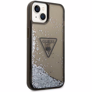 Guess GUHCP14SLFCTPK iPhone 14 6.1" melns/melns cietais apvalks Liquid Glitter Palm Collection