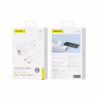 FONENG tīkla lādētājs EU56 GaN PD 20W 1xUSB-C + 1xUSB QC3.0 + kabelis USB-C - USB-C balts