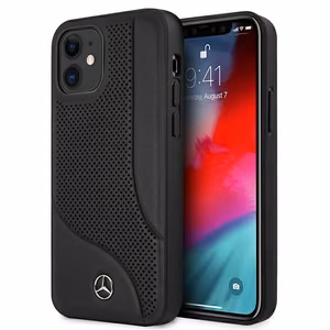 Mercedes Ādas perforētās zonas viedtālruņa apvalks iPhone 12 mini - melns