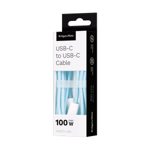 Krüger&Matz Basic USB-C–USB-C kabelis, 100 W, 1,5 m, zils