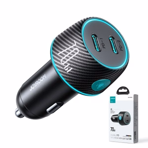 Automašīnas lādētājs Joyroom „JR-CCN02" melns 70W (2xUSB-C) ar LED gaismu
