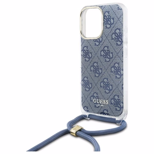 Guess Pār plecu aukla 4G Raksta Apvalks ar Auklu iPhone 16 Pro - zils