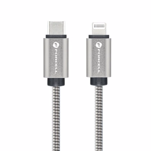 FORCELL F-ENERGY Metal C238 kabelis Type C uz Lightning PD 3A 27W 1 m sudraba