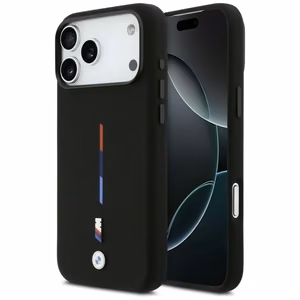BMW M Silicon Tricolor Line MagSafe macins iPhone 17 Pro Max - melns