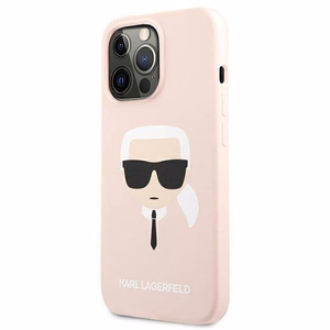 Karl Lagerfeld Silikona Karl`s galvas viedtālruņa apvalks iPhone 13 Pro / 13 6.1" - gaiši rozā