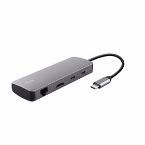 Trust 25672 saskarnes centrmezgls USB Type-C pelēks