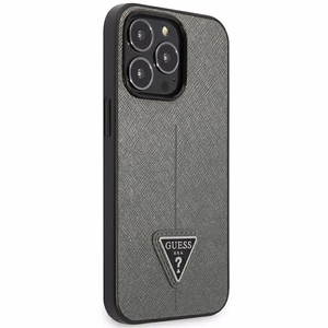 Guess GUHCP14LPSATLG iPhone 14 Pro 6.1 "sudraba/sudraba cietais apvalks SaffianoTriangle Logo