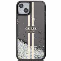 Guess Liquid Glitter Gold Stripes viedtālruņa apvalks iPhone 15 Plus / 14 Plus - melns