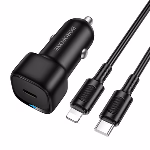 Borofone BZ34A Cloud car charger Type-C PD 20W with Type-C to Lightning black