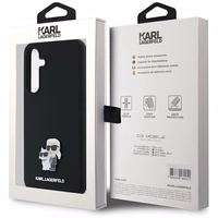 Karl Lagerfeld Silikona Karl&Choupette Metal Pin viedtālruņa apvalks Samsung Galaxy A35 - melns